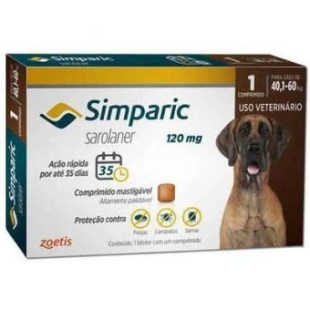 ANTIPULGAS SIMPARIC 120MG PARA CÃES DE 40,1 A 60,0KG